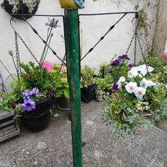 Stand including two hanging baskets  25 euro