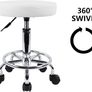 PU Leather Round Rolling Stool with Foot Rest Swivel Height Adjustment Medical Spa Drafting Salon Tattoo Work Office Massage Stools Task Chair Small (FREE POSTAGE) Image 4