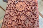 Vintage Indian Floral Design Hand Carved Sheesham Rose Wood Jewellery Keepsakes Box