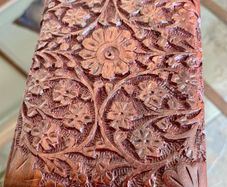Vintage Indian Floral Design Hand Carved Sheesham Rose Wood Jewellery Keepsakes Box