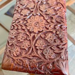Vintage Indian Floral Design Hand Carved Sheesham Rose Wood Jewellery Keepsakes Box