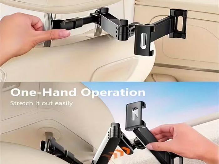 1pc Car Headrest Tablet Mount, 3-In-1 Long Arm Car Backseat Holder, 360 Degree Rotatable