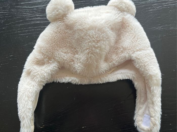 Zara Kids Faux Fur Trapper Bear Hat with bear ears & chin strap One Size EUc