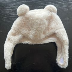 Zara Kids Faux Fur Trapper Bear Hat with bear ears & chin strap One Size EUc