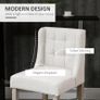 Set of 2 Bar Stools with Button Tufting, Solid Wood, incl. Footrest, 47 cm x 50 cm x 101 cm, Gray + Natural Image 5