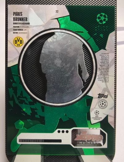 2023-24 Topps Crystal Premium UEFA #22 Paris Brunner - Dortmund RC Green /75