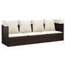Outdoor Lounge Bed with Roof and Cushions Brown Poly Rattan Image 6
