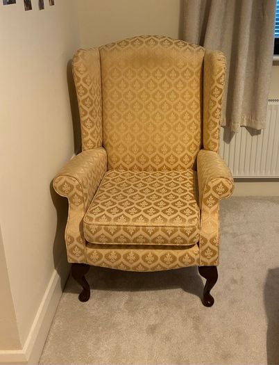 Queen Anne wingback armchair