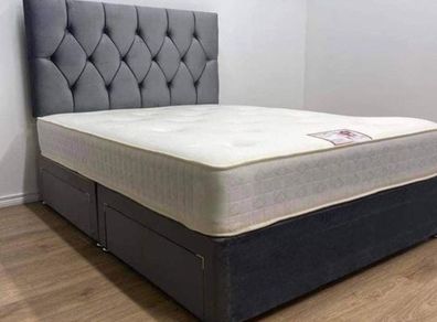 New Stylish Double 4ft, 4ft6, King 5ft And 6ft Superking Sizes Divan Beds Instock. Drawers And Optional Tufted Mattresses Available. Free Delivery