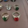 15 Antique Style Brass Rings Mixed Glass & Stone Ring Collection Image 6