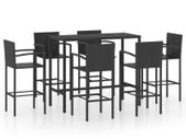7 Piece Garden Bar Set Poly Rattan Black
