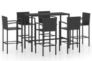 7 Piece Garden Bar Set Poly Rattan Black