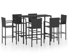 7 Piece Garden Bar Set Poly Rattan Black