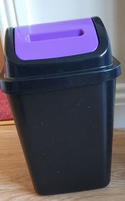 A Cute Purple & Black Swing Lid Bin - Size in Pics - E