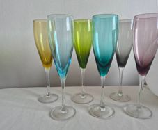 Colourful Crystal Champagne Glasses (set of 6)