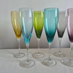 Colourful Crystal Champagne Glasses (set of 6)
