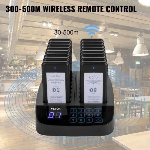 Restaurant Pager 16 Coasters Paging System Max 98 Nursery Pager Wireless Paging Queuing Calling System Touch Screen with Vibration, Flashing and Buzzer for Social Distance Hotels and Cafes