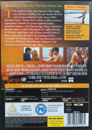 Dirty Dancing 1+2 (Patrick Swayze & Jennifer Grey) [Movie DVDx3]
