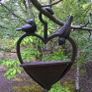 Cast Iron Loveheart Bird Feeder Garden Water Bath New Image 3