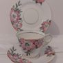 Fabulous Vintage Rare Patterned Royal Stafford Bone China Hand-Painted and Hand-Gilded Trio in a Stunning Pink Hibiscus Pattern, Pattern number 8239, Mint/Cabinet Condition Image 2