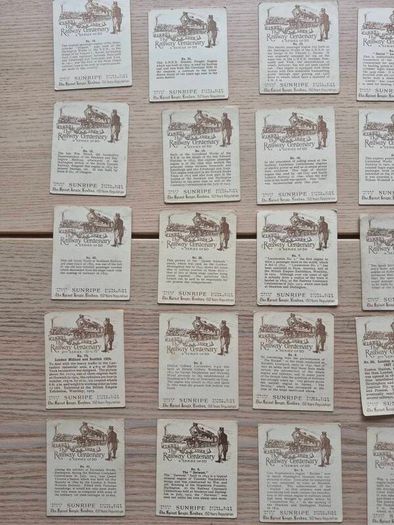 33 Vintage Cigarette Cards - Railway Centenary 1825-1925.  Hill Tobacco. Trains, Locomotives
