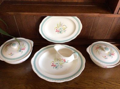 Alfred Meakin 1950s Harvest Bouquet Tableware Serving platters 2 Tureens and Gravy Boat