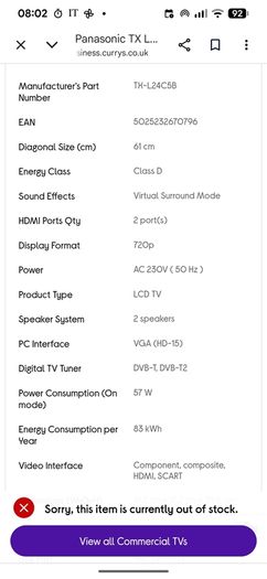 Panasonic Viera 24" TV