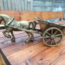 Antique Heavy Brass Horse & Cart Image 3
