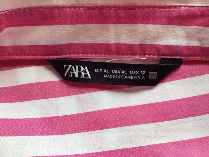 Zara Ladies 100% Cotton Pink and White  Casual Candy Stripe Shirt Blouse XL Uk 20/22 includes Postage