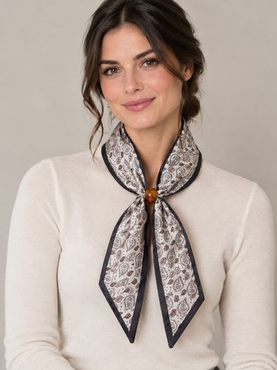 Paisley print neck scarf with ring detail