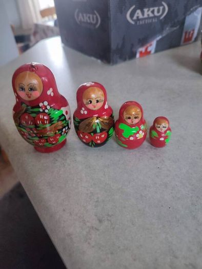 Matryoshka doll "Ladybug Red" Hand Painted Russian Dolls set of 4
