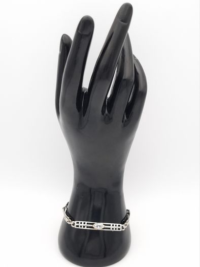 Vintage Geometric 925 Sterling Silver Cubic Zirconia Bracelet