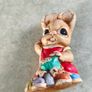 Woodlander Rabbit Cobbler Hand Painted Stoneware Bunny Figurine Red Apron Image 5