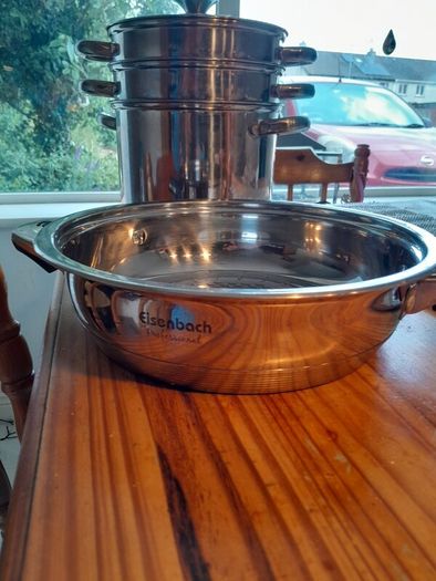 Heavy large stainless steel pan