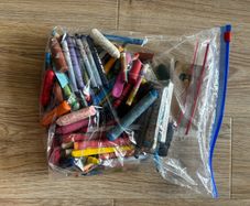 assorted crayons and pencils