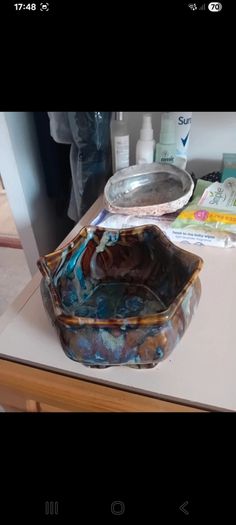 1960s glazed planter bowl