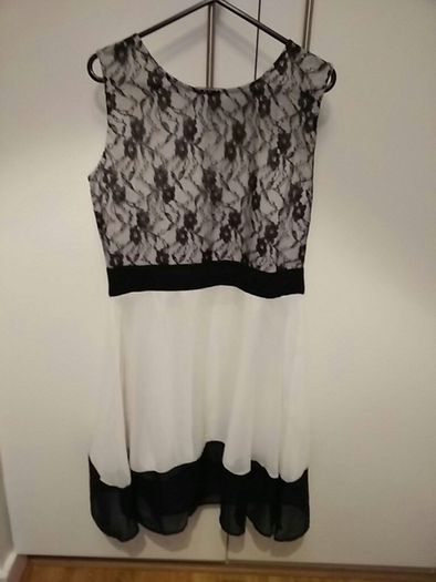 Pink Brand Black Lace and White Dress