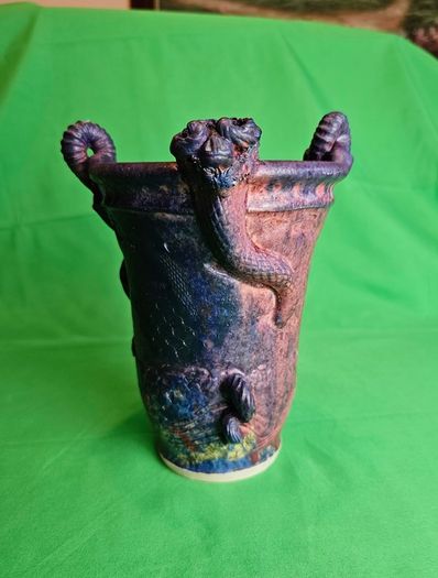 Michael Kennedy Sligo Studio Pottery Vase , Irish Ceramic Art, Ram Horn Handles