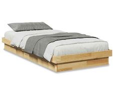 Bed Frame Without Mattress 75x190 cm Solid Oak Wood