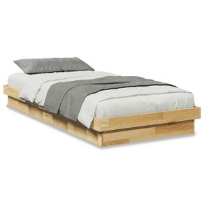 Bed Frame Without Mattress 75x190 cm Solid Oak Wood