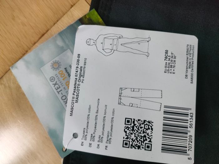 Men's Mascot workwear black pants