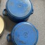Le Creuset Cast Iron Casserole Dish Dutch Oven with Lid 24 and 22 Blue Enamel Image 7