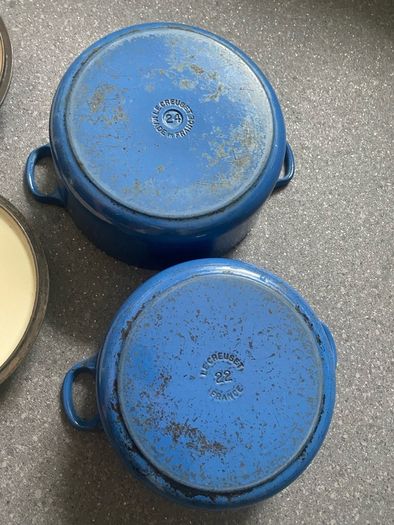 Le Creuset Cast Iron Casserole Dish Dutch Oven with Lid 24 and 22 Blue Enamel