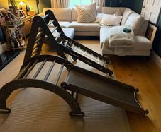 Wooden Pikler triangle climbing set with slide and arch