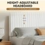 Single Bed Frame, 90 x 190 cm, Upholstered Bed with Velvet Headboard, Adjustable Height, Wooden Slat Support, No Box Spring Needed, White Image 6