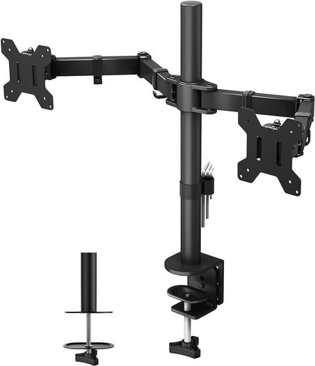 NEW SALE | Ergonomic Dual Monitor Stand for 13-27 inch LCD LED PC Screens for Desks, Height Adjustable Arm Bracket Tilt