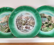 Vintage Currier & Ives Seasons  3 plates, Spring, Summer, Winter