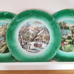 Vintage Currier & Ives Seasons  3 plates, Spring, Summer, Winter