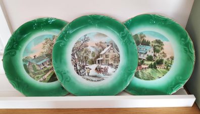 Vintage Currier & Ives Seasons  3 plates, Spring, Summer, Winter