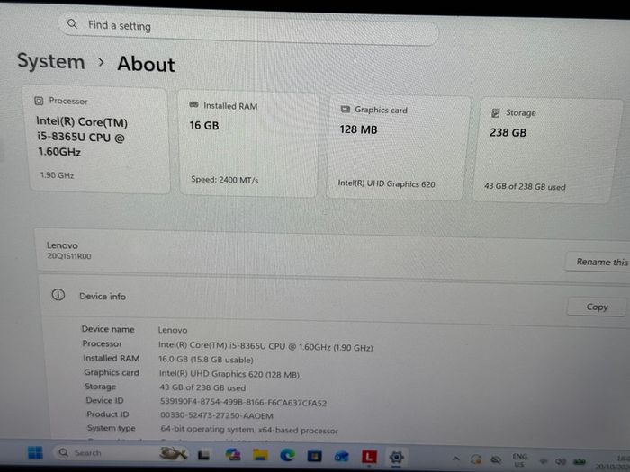 Lenovo ThinkPad X390 Yoga  i5-8365U 16GB  Ram 256GB SSD